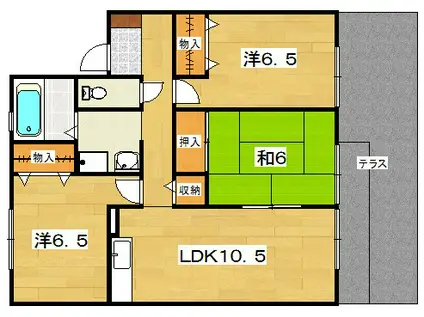 クレール星田(3LDK/1階)の間取り写真