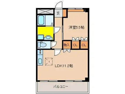 サンプレイス横山B(1LDK/2階)の間取り写真