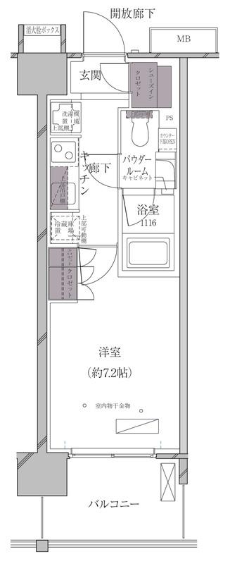 A-STANDARD芝浦(1K/3階)の間取り写真