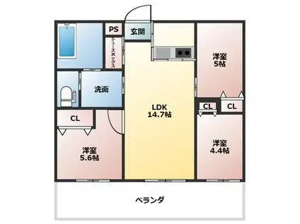 VILLA FIORE(3LDK/2階)の間取り写真
