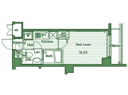 ガラシティ大崎(1K/5階)の間取り写真
