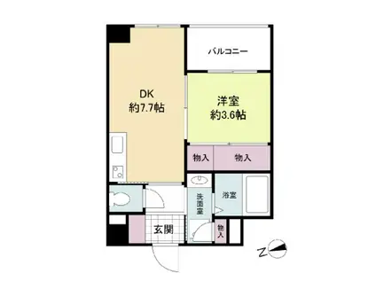 アリス・マナーガーデン谷町(1DK/3階)の間取り写真