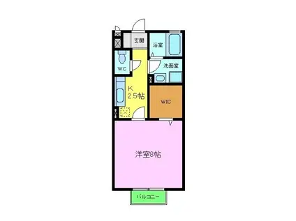 ボナールハイム(1K/2階)の間取り写真