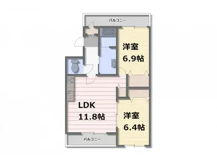 サウスウィンザー(2LDK/1階)の間取り写真