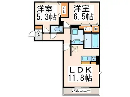 ドレミファーネ(2LDK/3階)の間取り写真
