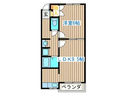 ハピネスTORINO2(1LDK/2階)の間取り写真