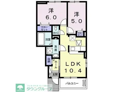 エターナリーI(2LDK/1階)の間取り写真