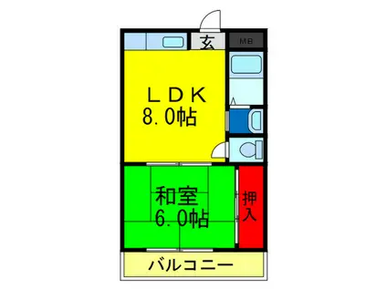 ロイヤルメゾンテル(1LDK/3階)の間取り写真