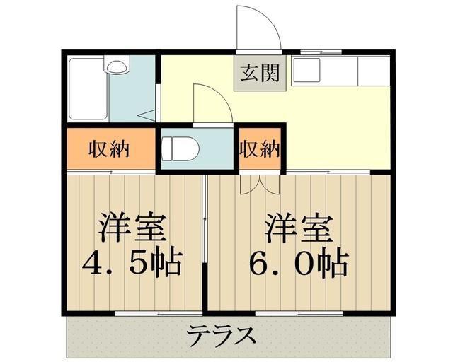 鴨下ハイツA(2K/1階)の間取り写真
