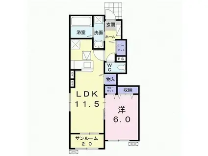 カーサベルデD(1LDK/1階)の間取り写真