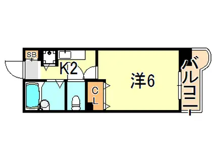 YKハイツ相生町(1K/2階)の間取り写真