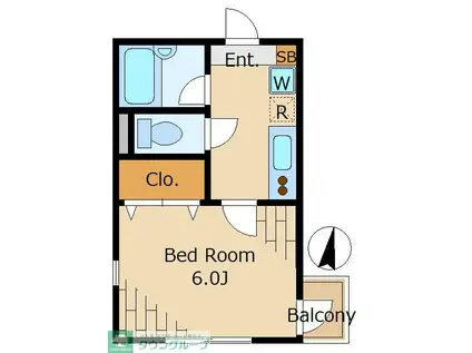不動前ANNEX(1K/3階)の間取り写真