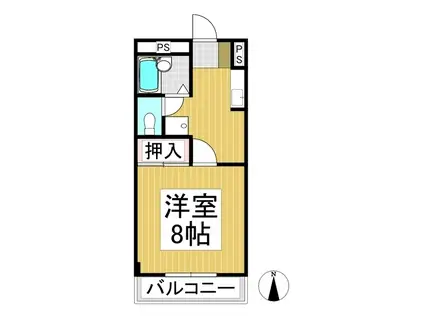 サンフラワーB棟(1K/2階)の間取り写真