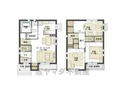 K&Mヤナゼ C棟(3LDK/2階)の間取り写真