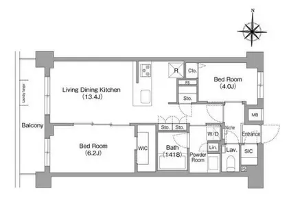 コンフォリア・リヴ永福町(2LDK/3階)の間取り写真