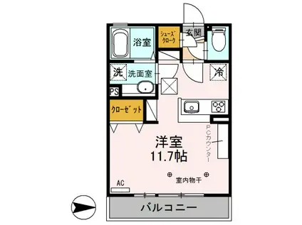 D-ROOM PRESENCE106(ワンルーム/1階)の間取り写真