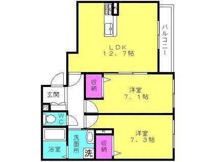 グランコート東加古川(2LDK/1階)の間取り写真
