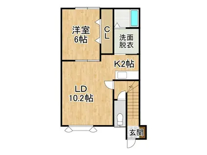 FELICEII(1LDK/2階)の間取り写真