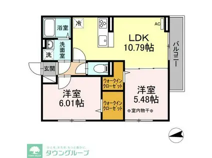 ラ・カーサ グリシーナ(2LDK/3階)の間取り写真