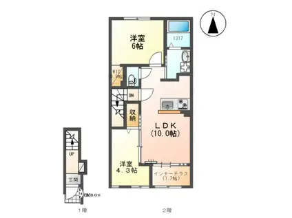カーサ・クレール(2LDK/2階)の間取り写真