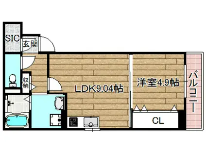 プレステージVI京口(1LDK/3階)の間取り写真