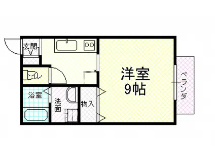 プラシードU(1K/2階)の間取り写真