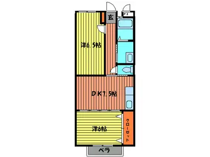 白芳荘 28号館(2DK/2階)の間取り写真
