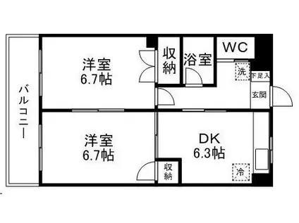 YS荒町(2DK/7階)の間取り写真
