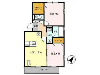 ジョイアポスト(2LDK/2階)の間取り写真