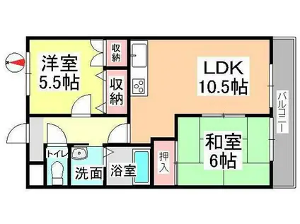 セブンス・ヘブン今(2LDK/4階)の間取り写真
