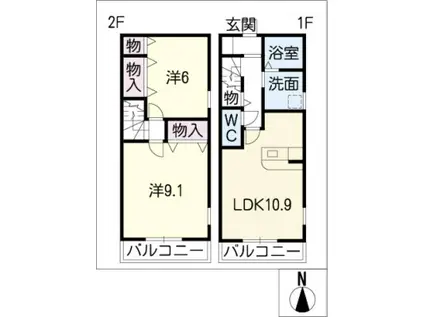 CASA MAR GRANDE(2LDK/1階)の間取り写真