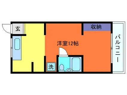 寺口ハイツ(ワンルーム/1階)の間取り写真