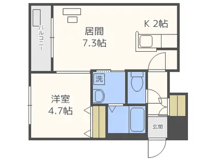 GARE24K(1LDK/4階)の間取り写真