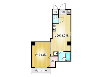 第65プロスパービル(1DK/3階)の間取り写真