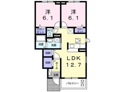 サンセールI(2LDK/1階)の間取り写真