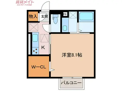 キートスマルカ C棟(1K/1階)の間取り写真