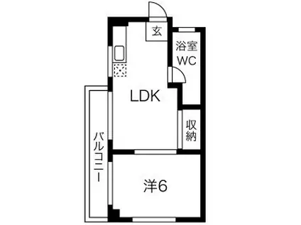 シャトー六甲(1LDK/2階)の間取り写真