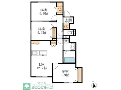 MAISON DU FLEUVE(3LDK/1階)の間取り写真