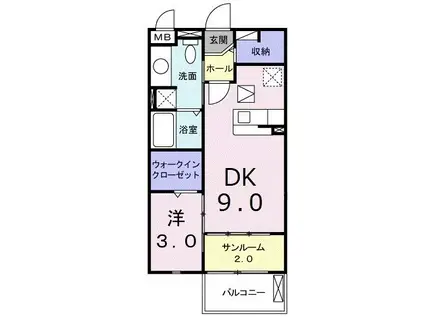エスペランサ(ワンルーム/1階)の間取り写真
