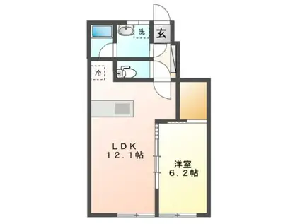 ル・リオンA・B(1LDK/1階)の間取り写真