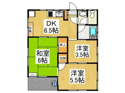 市川コーポ2(3K/1階)の間取り写真