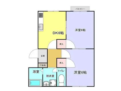オルテンシアII(1DK/1階)の間取り写真