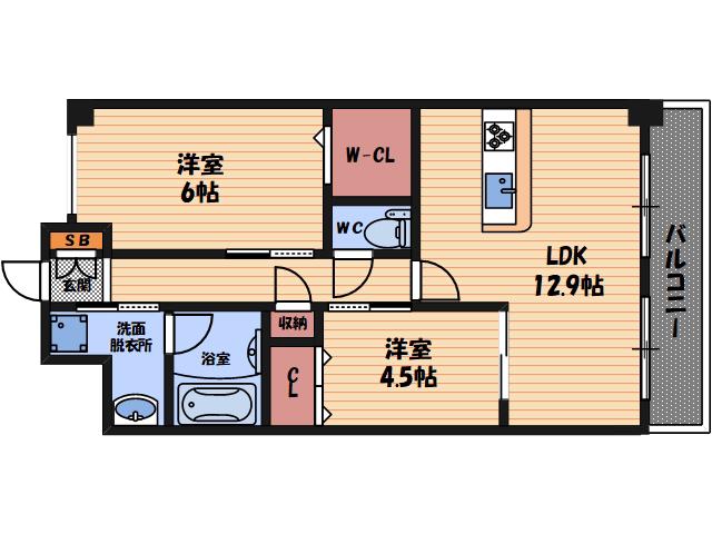 イニシオ山水(1SLDK/1階)の間取り写真