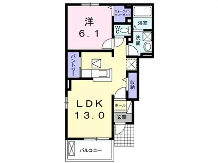 プラム・パルデ(1LDK/1階)の間取り写真