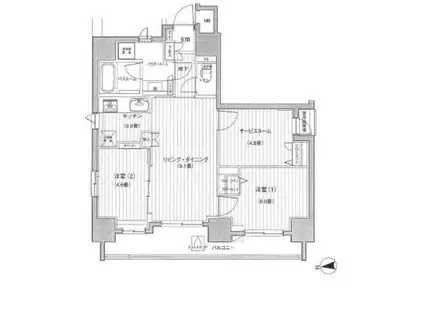 日神パレステージ田原町(2SLDK/8階)の間取り写真