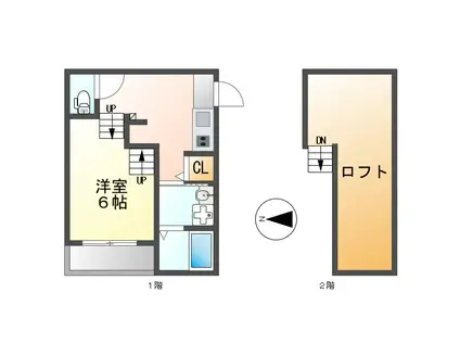 オークラレジデンス栄生(1K/1階)の間取り写真