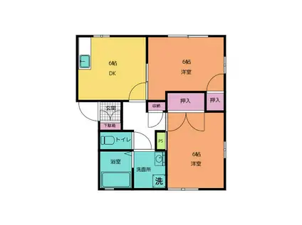 ハイムベーレ(2DK/1階)の間取り写真