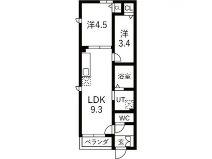 APARTMENT宝生町(2LDK/3階)の間取り写真