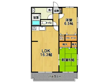 サンヒルズ松代(2LDK/4階)の間取り写真