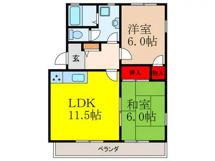 MAIZON VITA(2LDK/1階)の間取り写真